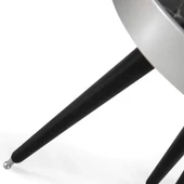 3'Lü Siyah Aynalı Yuvarlak Zigon Sehpa Gümüş Çerçeveli Ahşap Lüx Ayaklı D2 - 3