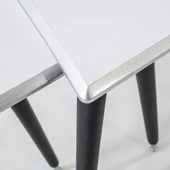 3'Lü Beyaz Dikdörtgen Ahşap Zigon Sehpa Siyah Lüx Ayaklı E13 - 4