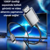 Polham 2 Metre 60Hz 4K İphone Lightning to HDMI Görüntü Aktarım Kablosu, İphone 7/8/X/11/12/13/14 Serisi İle Uyumulu - 3