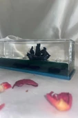 Batmayan Gemi Karayip Korsanları Siyah İnci Akvaryum İçinde Lüks Hediyelik 14x5x4 cm thumbnail 1