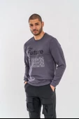 Combat Tactical Outdoor Tactik Baskılı Uzun Kol Sıfır Yaka Tişört Bisiklet Yaka Günlük Basic Sweatshirt - 902 Antrasit - 6