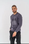 Combat Tactical Outdoor Tactik Baskılı Uzun Kol Sıfır Yaka Tişört Bisiklet Yaka Günlük Basic Sweatshirt - 902 Antrasit - 3