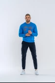 Combat Tactical Outdoor Tactik Baskılı Uzun Kol Sıfır Yaka Tişört Bisiklet Yaka Günlük Basic Sweatshirt - 902 S.Mavi - 5