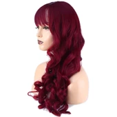 Dalgalı Perçemli Uzun Fiber Sentetik Peruk - Kızıl H7229-850A-PM thumbnail 3