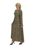 Kadın Leopar Desen Krep O Yaka Elbise BGL-ST03539 thumbnail 8