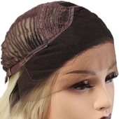 Fiber Sentetik Dalgalı Kısa Tül Peruk - Kahve Platin Ombreli TUL-KISA-4T613-PM-14X thumbnail 5