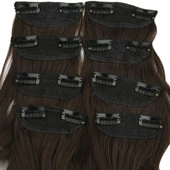 Fiber Sentetik Dalgalı 8 Parça Çıt Çıt - Açık Kahve W2688-8-PM-14X thumbnail 2