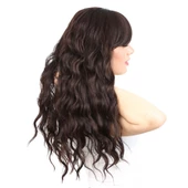 Perçemli Uzun Su Dalgası Fiber Sentetik Peruk- Koyu Kahve H7620-2-33-PM-14X thumbnail 4