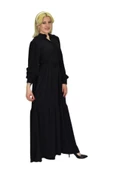 Kadın Siyah Bürümcük Uzun Kol Elbise BGL-ST03836 thumbnail 4