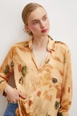 Desenli Saten Gömlek Somon thumbnail 1