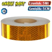 Tüvtürk Onaylı Belgeli Bant 5 Metre 5 cm Sarı Reflektörlü Reflektif Fosforlu Şerit Bant İkaz Bandı thumbnail 1