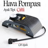 Ayak Tipi Hava Pompası Göstergeli Kilitli Çiftli Hava Depolu Teker Araç Bisiklet Top Pompası - 1