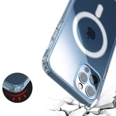 iPhone 13 Mini Uyumlu  Uyumlu KılıfMagsafe Şarj Özellikli Şeffaf Sert PC Embos Kapak - 4