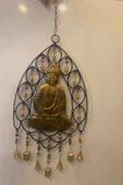 Deprem Zili Çanı Rüzgar Çanı Zili Feng Shui Budha Komple Metal Çanlı Bakır Büyük Boy Buda - 2