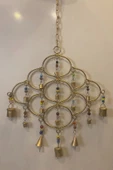 Deprem Zili Çanı Rüzgar Çanı Zili Feng Shui HaYat Ağacı Yaşam Çiçeği Sembolü Komple Metal Çanlı Bakır Büyük Boy Gold - 1