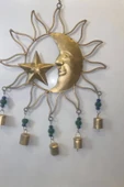 Deprem Zili Çanı Rüzgar Çanı Zili Feng Shui HaYat Ağacı Ay Yıldız Sembolü Komple 5 Metal Çanlı Bakır Büyük Boy Gold thumbnail 3