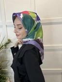 Quare Kristal Eşarp, Desenli Kristal Rayon Eşarp  01065  LİLA thumbnail 3