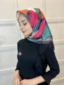 Quare Kristal Eşarp, Desenli Kristal Rayon Eşarp  01065  SİYAH GRİ - 2
