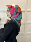 Quare Kristal Eşarp, Desenli Kristal Rayon Eşarp  01065  SİYAH GRİ - 3