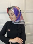 Quare Kristal Eşarp, Desenli Kristal Rayon Eşarp  01065  GRİ - 2