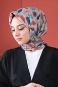 Afvente Yaprak Desen Açık-Gri Pamuk Eşarp thumbnail 3