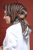 Afvente Zebra Desen Altın Pamuk Eşarp - 2