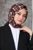 Afvente Halkalar Desen Kırmızı Pamuk Eşarp - 3