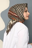 Afvente Soyut Desen Kahverengi Pamuk Eşarp thumbnail 1