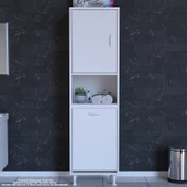 Modilayn SÖKE  ŞİLE 45 x 160 x 32,5 cm 3 Raflı 1 Kapaklı Kirli Çamaşır Bölmeli Banyo Dolabı thumbnail 1