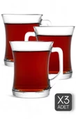 3'lü Classic Latte Meşrubat Su Bardağı 225ml Kulplu Cam Bardak Kahve Kokteyl Sunum Bardağı - 1