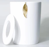 Selim Dekor Leaf Banyo Seti Beyaz-Altın thumbnail 2