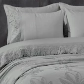 Nazik Home Manolya Nevresim Pike  Set-Gri - 3