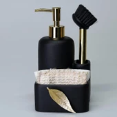 Selim Dekor Leaf Sıvılı Süngerlik Sıyah-Altın thumbnail 2