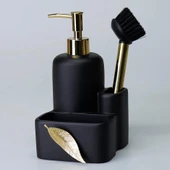 Selim Dekor Leaf Sıvılı Süngerlik Sıyah-Altın thumbnail 1