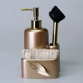 Selim Dekor Leaf Sıvılı Süngerlik Vizon-Altın thumbnail 2