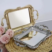 Selim Dekor Feryal Aynalı Tepsi Gümüş thumbnail 5