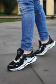 Runner Siyah Beyaz Ortopedik Günlük Garantili Yürüyüş Koşu Sneaker Spor Ayakkabı Runner-1987 - 1