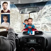 Süper Baba Tasarımlı Ahşap Araba Dikiz Ayna Süsü - 1