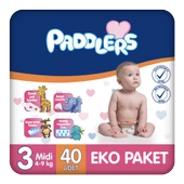 Paddlers Bebek Bezi 3 Numara Midi 40 Adet (4-9 Kg) Eko Paket thumbnail 1