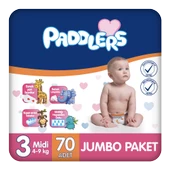 Paddlers Bebek Bezi 3 Numara Midi 70 Adet (4-9 Kg) Jumbo Paket - 1