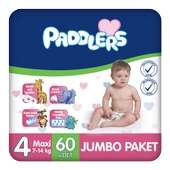 Paddlers Bebek Bezi 4 Numara Maxi 60 Adet (8-19 Kg) Jumbo Paket thumbnail 1