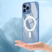 iPhone 14 Kılıf Wireless Şarj Özellikli Krom Magsafe Silikon Kapak thumbnail 7