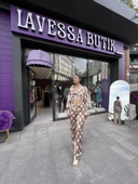 Büzgü detaylı desenli bluz - kahverengi - 5