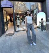 Kar Yıkama Ultra Yüksek Bel Paçası Yırtık Kot Pantolon - 2