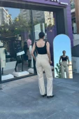 Yüksek bel kargo pantolon - krem rengi - 3