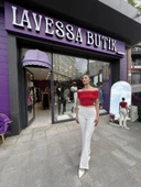 MODANNE YAKA STREPLEZ BUSTİYER - KIRMIZI - 5