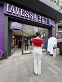 MODANNE YAKA STREPLEZ BUSTİYER - KIRMIZI - 3
