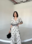 Sulu Desen Astarlı Keten Takım - 4