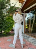 Eşofman Takımı Üst Fermuarlı Alt Paça Ve Kemer Lastikli Ekru Renk thumbnail 5