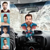 Baba Oğul Süpermen Tasarımlı Ahşap Araba Dikiz Ayna Süsü thumbnail 1